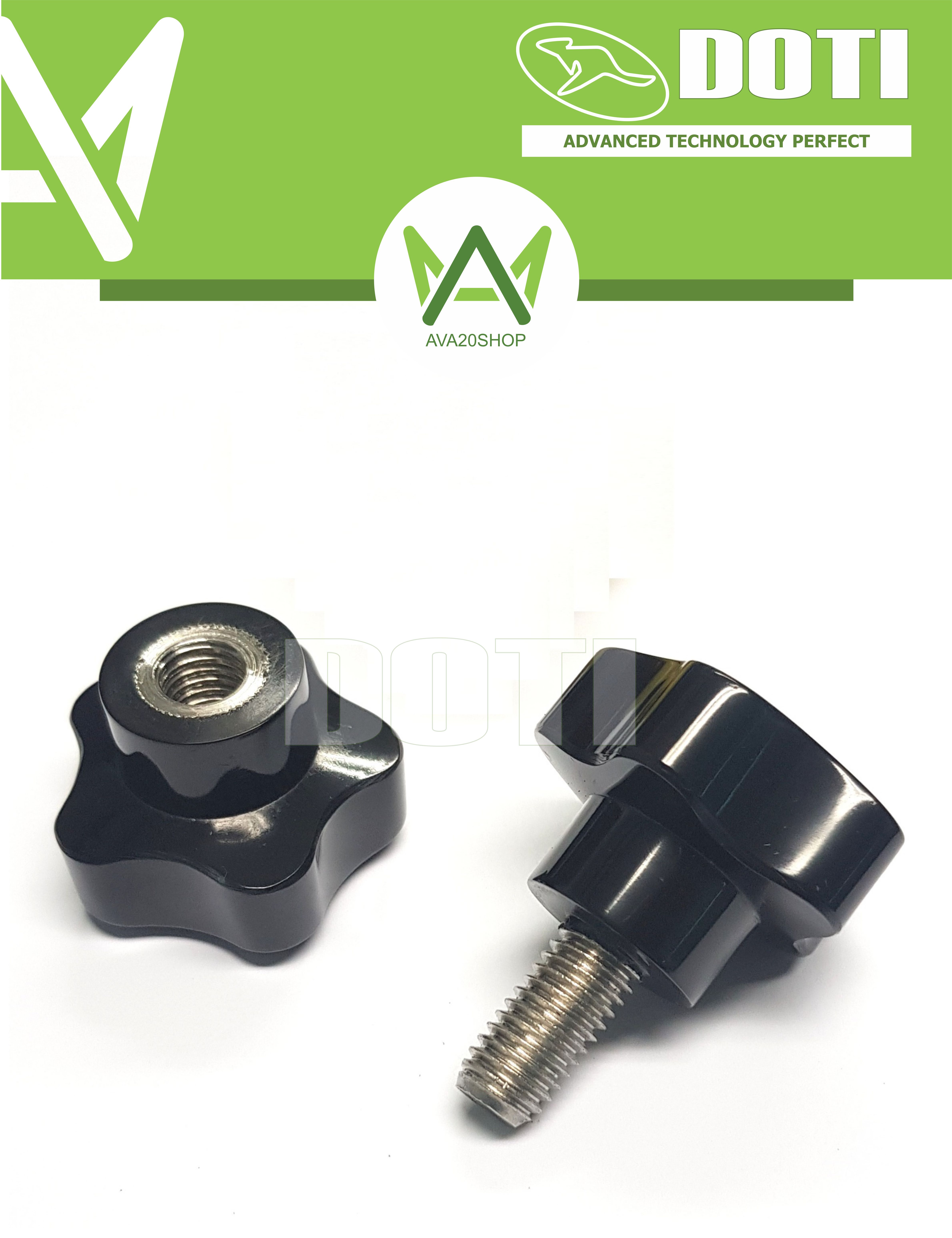 NÚM vặn nhựa DOTI 5 cánh bulon inox M5-M6-M8-M10